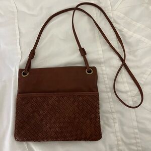 NWOT Anthropologie Margot soft woven leather crossbody purse bag, medium brown